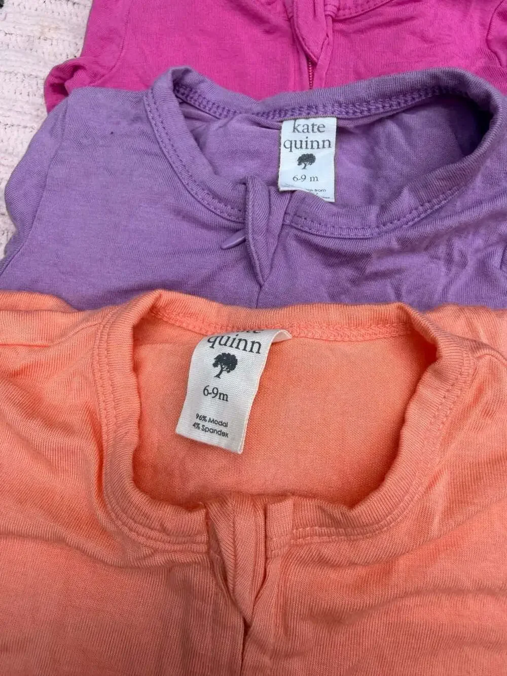 Kate Quinn Baby Modal Spandex Zip-Up Footie Pajamas and Bodysuit Lot 6-9 3-6